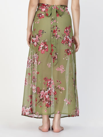 Women Floral Print Cover-Up Skirt