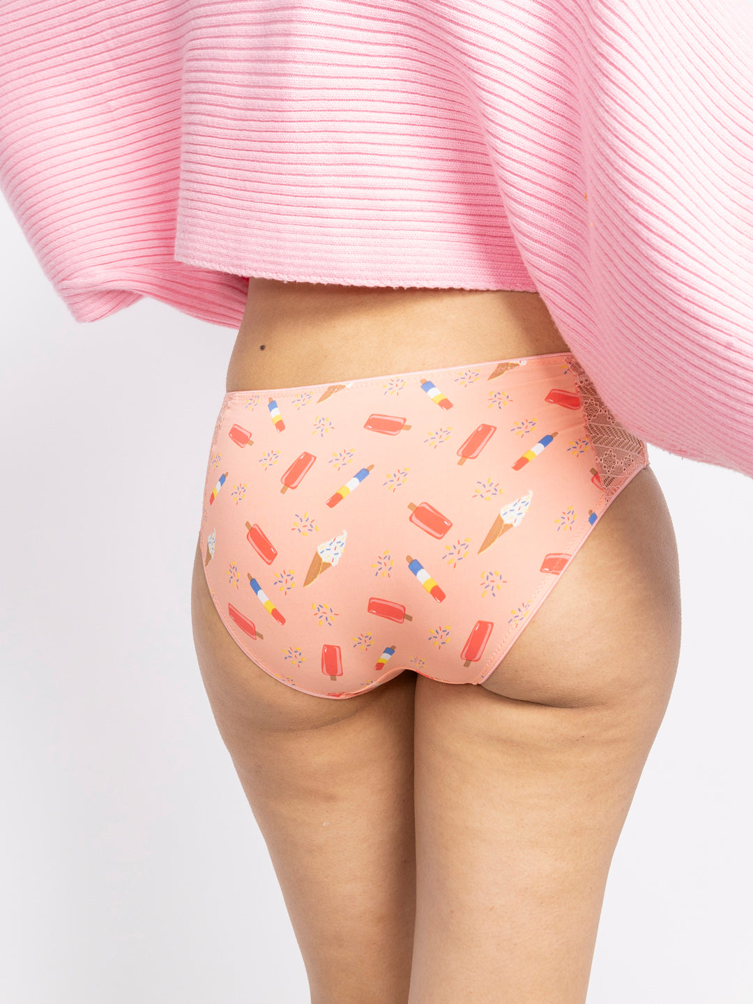 Women Peach Printed Bikini Brief