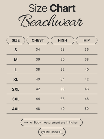 Savannah Stunner Beach Dress Size chart