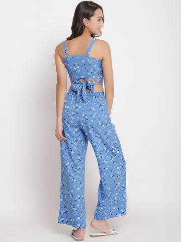 Blue & White Floral Printed Co-ord Set