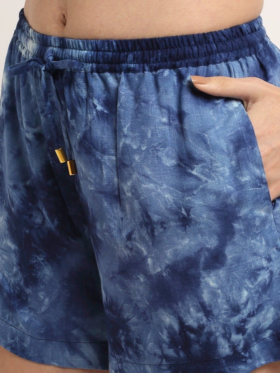 Blue Tie-Dye Robe & Shorts Set - EROTISSCH by AAKAR Intimates pvt. ltd.