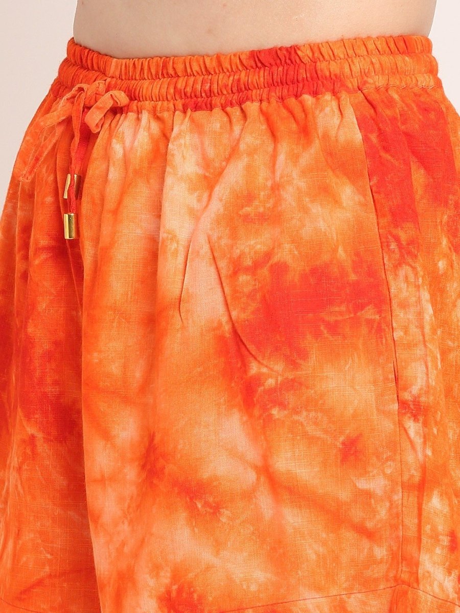 Orange Tie-Dye Robe & Shorts Set - EROTISSCH by AAKAR Intimates pvt. ltd.