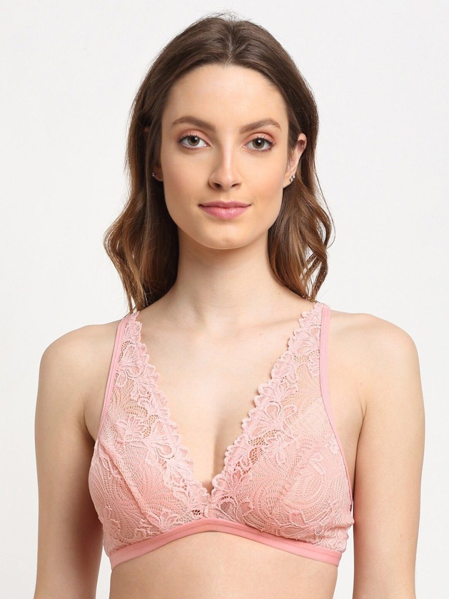 Buy Erotissch Blue & Pink Set of 2 Floral Lace Non-padded Bralette Bra  online