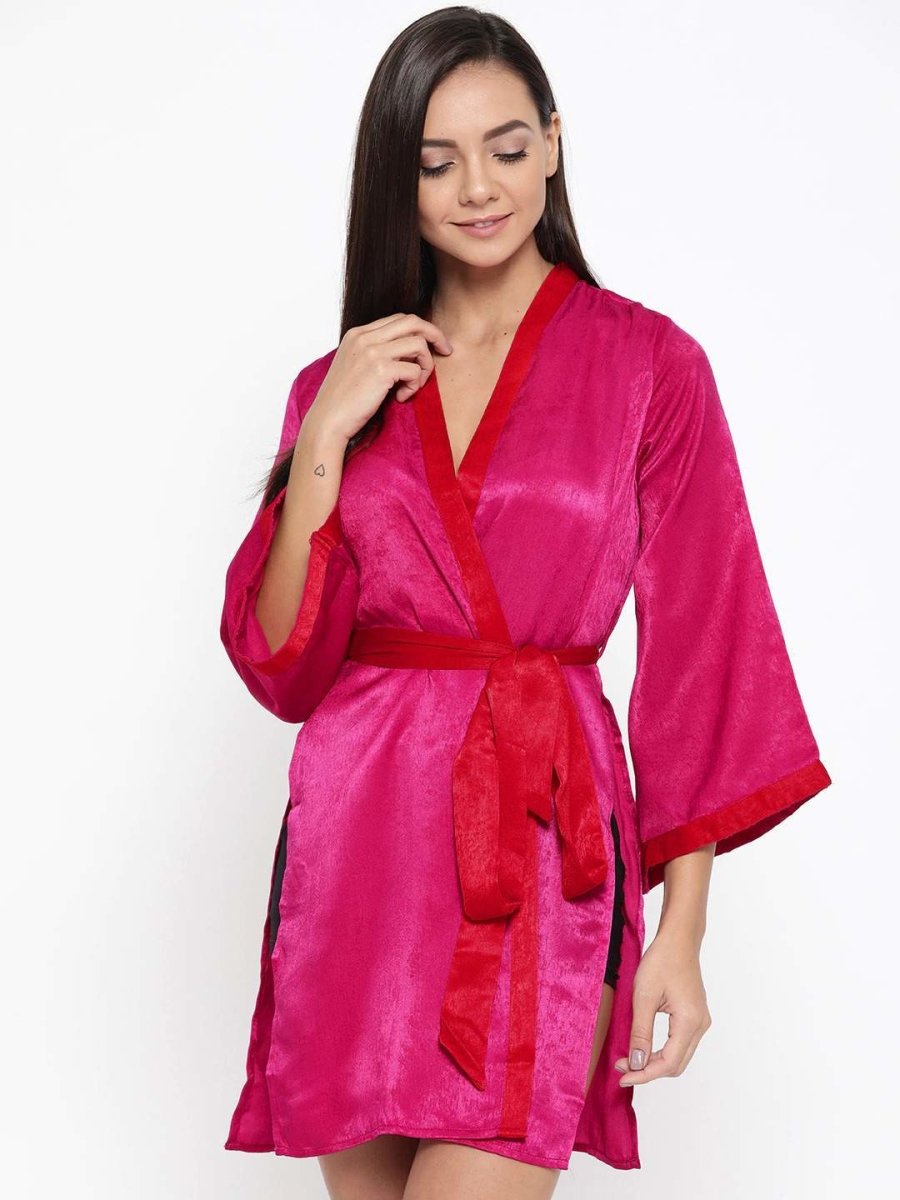 Pink Satin Robe - EROTISSCH by AAKAR Intimates pvt. ltd.