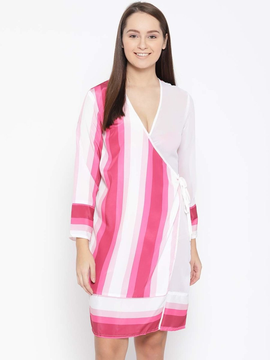 Pink Stripe Robe - EROTISSCH by AAKAR Intimates pvt. ltd.