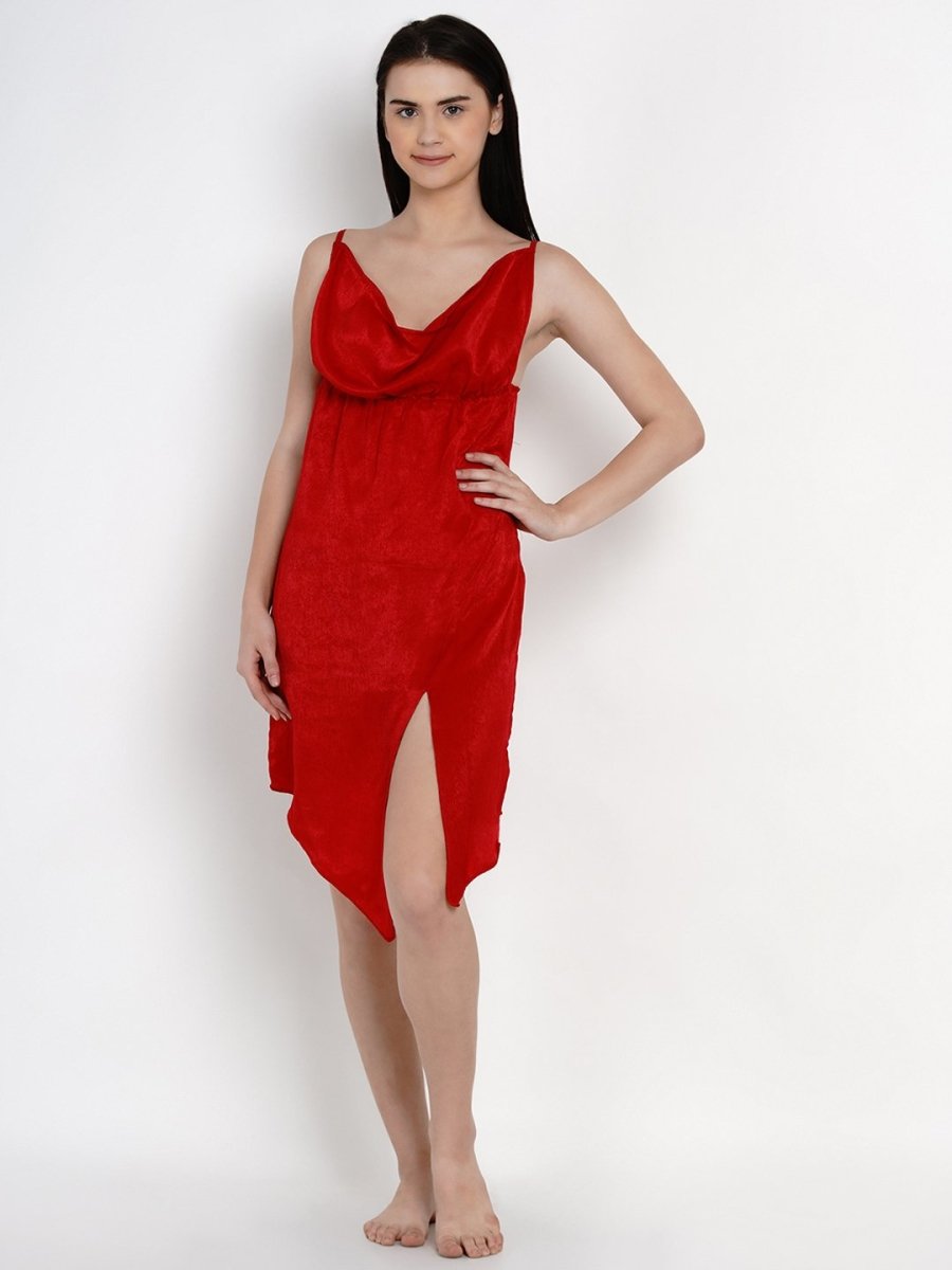 Red Cowl Dress - EROTISSCH by AAKAR Intimates pvt. ltd.
