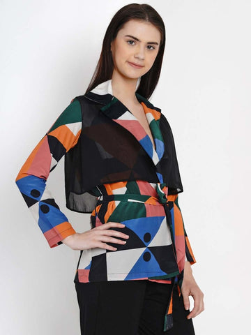 Women Multi Print Layered Tailored Jacket - EROTISSCH by AAKAR Intimates pvt. ltd.