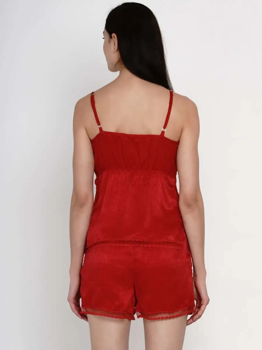 Women Red Solid Night suit - EROTISSCH by AAKAR Intimates pvt. ltd.