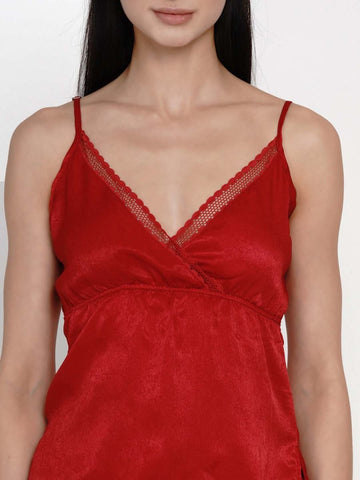 Women Red Solid Night suit - EROTISSCH by AAKAR Intimates pvt. ltd.