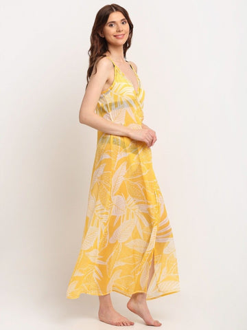 Yellow Tropical Wrap Dress - EROTISSCH by AAKAR Intimates pvt. ltd.